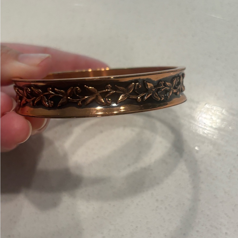 Renoir Copper Vine-Detail Bangle Cuff Bracelet